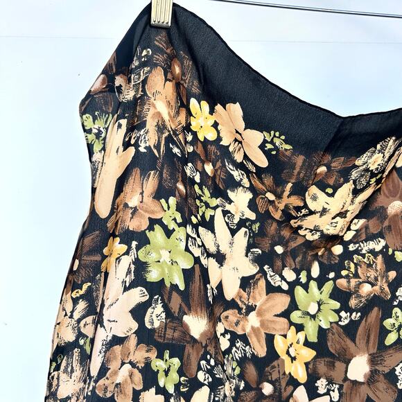 Sonia Rykiel Paris Silk Rectangular Scarf Floral Logo Designer Earthy Top Head - Picture 5 of 6